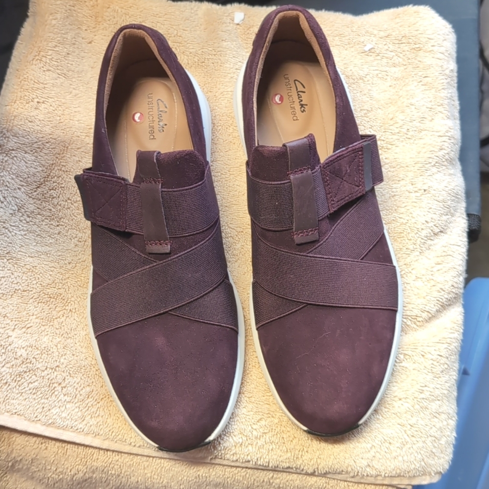Clarks Un Rio Wine Suede Leather Shoes Sz. 9